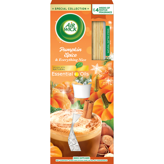 Air Wick Essential Oils Pumpkin Space a Everything Nice - Dýně a podzimní koření vonné tyčinky osvěžovač vzduchu 30 ml