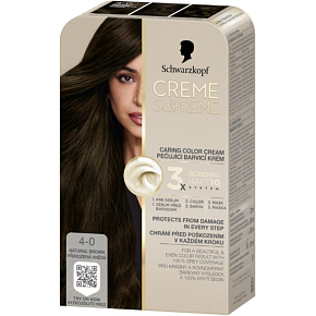 Schwarzkopf Creme Supreme barva na vlasy 4-0 přirozená hnědá 60 ml