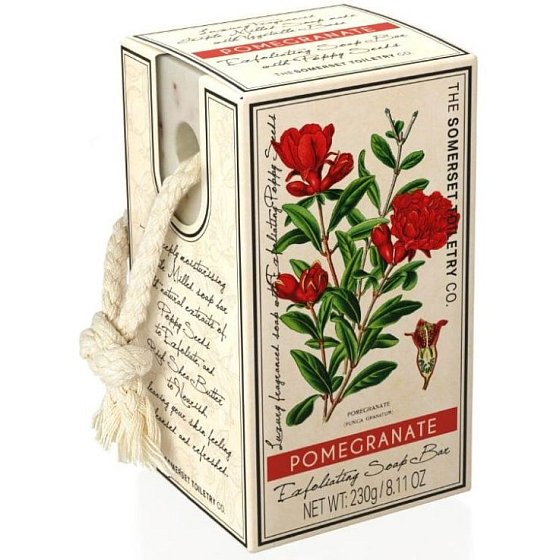 Somerset Toiletry Granátové jablko luxusní peelingové mýdlo na provázku 230 g