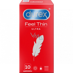 Durex Feel Thin Ultra kondom latexový, extra tenký, nominální šířka 52 mm 10 kusů