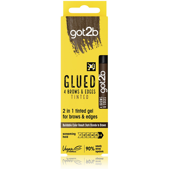 got2b Glued Brows & Edges Tinted barevný gel na obočí a "baby" vlásky 2 v 1 Hnědý 16ml