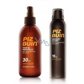 Piz Buin Tan & Protect SPF30 ochranný olej urychlující proces opalování sprej 150 ml + Inst.Glow SPF15 nemastný olej na opalování sprej 150 ml