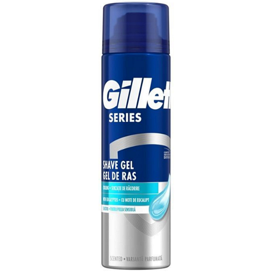 Gillette Series 3x Sensitive Cool gel na holení pro muže 200 ml