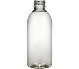 Lahvička průhledná, plastová, s uzávěrem, průměr 28 mm, 200 ml