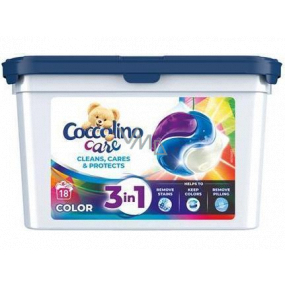 Coccolino Care Cleans, Cares & Protects 3v1 kapsle na praní na barevné prádlo 18 dávek 486 g