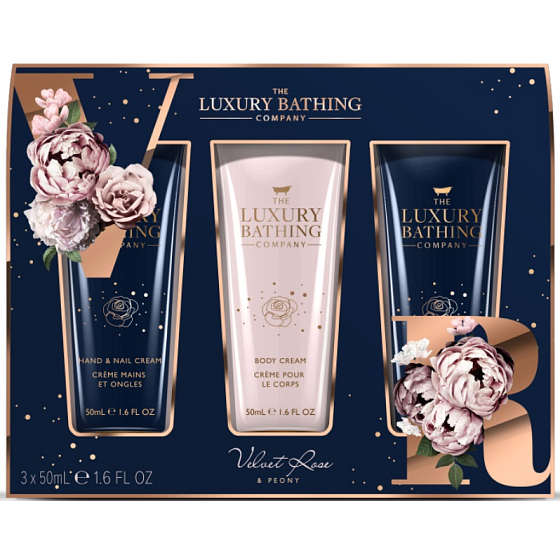 Grace Cole Velvet Rose & Peony krém na ruce a nehty 3 x 50 ml, kosmetická sada pro ženy