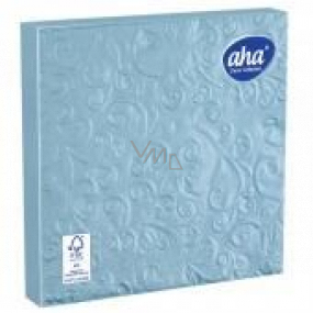 Aha Papírové ubrousky 3 vrstvé 33 x 33 cm 15 kusů Ražené světle modré