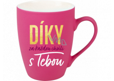 Albi Sametový hrnek Díky za každou chvíli růžový 300 ml