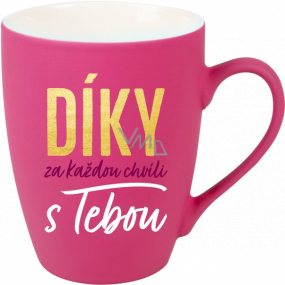 Albi Sametový hrnek Díky za každou chvíli růžový 300 ml