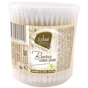 Lybar Original Natural Bamboo bambusové vatové tyčinky krabička kulatá 200 kusů