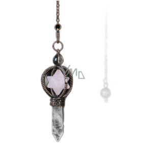 Růženin Merkaba kyvadlo + čirý křemen + bronz, přívěsek z přírodního kamene 7,7 cm, řetízek cca 26,5 cm