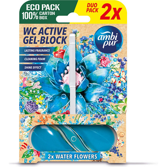 Ambipur WC Active gel-blok vodní květy 2 x 45 g