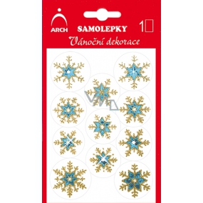 Arch Holografické dekorační samolepky vánoční s glitry 704-GG modro-zlaté 8,5 x 12,5 cm