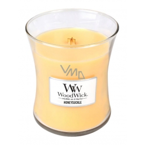 WoodWick Honeysuckle - Zimolez a jasmín vonná svíčka s dřevěným knotem a víčkem sklo malá 85 g