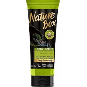 Nature Box Avokádo Regenerační tělový peeling pro dosažení hladší pokožky po jemném obroušení se 100% za studena lisovaným olejem, vhodné pro vegany 200 ml