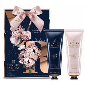 Grace Cole Velvet Rose & Peony krém na ruce a nehty 50 ml + tělový krém 50 ml, kosmetická sada pro ženy