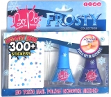 Bo-Po Frosty lak na nehty tmavě modrý 2,5 ml + lak na nehty tmavě fialový 2,5 ml + nálepky na nehty, kosmetická sada pro děti