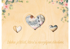 Albi Svatební dřevěná kapsa na peníze Srdce 21,9 cm x 15,9 cm x 1 cm