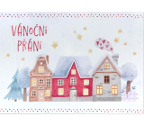Albi Hrací přání do obálky vánoční Roztomilé zasněžené domky 14,8 x 21 cm