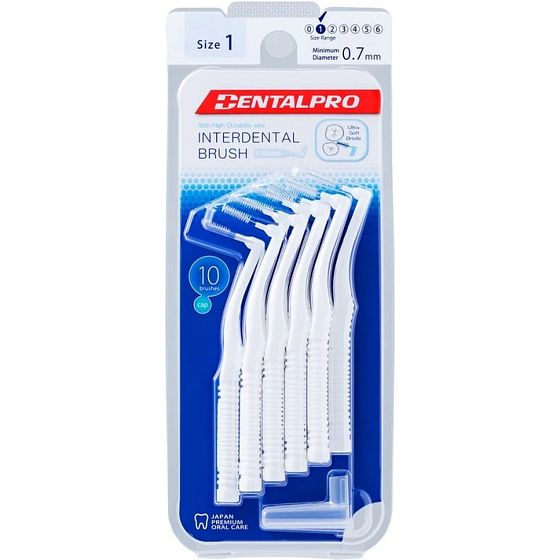 DentalPro mezizubní kartáček zahnutý 0,7 mm bílý, 10 kusů