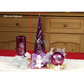 Lima Mléčná dráha svíčka fialová jehlan 75 x 250 mm 1 kus