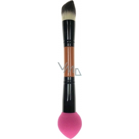 Kosmetický štětec na make-up s pěnovou houbičkou oboustranný 19 cm