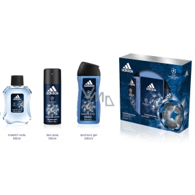 Adidas UEFA Champions League Champions Edition toaletní voda pro muže 100 ml + deodorant sprej 150 ml + sprchový gel 250 ml, dárková sada