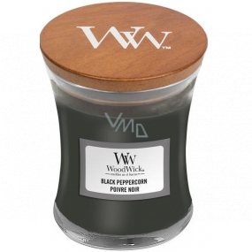 WoodWick Black Peppercorn - Černé zrnko pepře vonná svíčka s dřevěným knotem a víčkem sklo malá 85 g