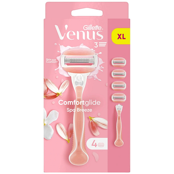 Gillette Venus ComfortGlide Spa Breeze holicí strojek se 3 břity + náhradní hlavice 4 kusy pro ženy