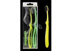 MegaSmile Black Whitening Loop Měkký kartáček na zuby nejlehčí na světě s objemnější rukojetí Žlutý, zelený 2 kusy, duopack