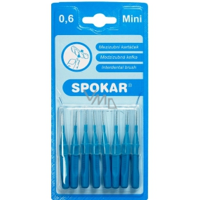 Spokar Mini velikost 0,6 mm mezizubní kartáčky, držadlo, sada 8 kusů