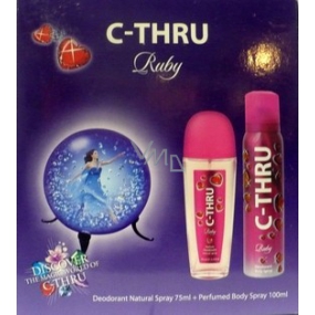C-Thru Ruby parfémovaný deodorant sklo pro ženy 75 ml + deodorant sprej 100 ml, kosmetická sada