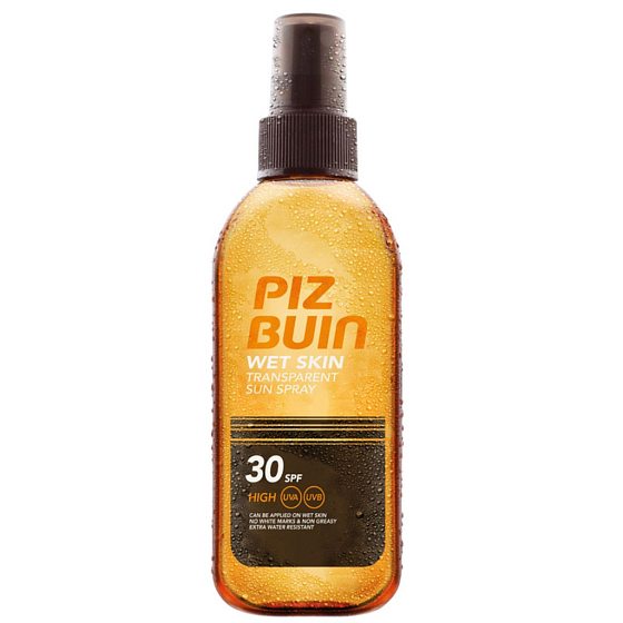 Piz Buin Wet Skin SPF30 transparentní sprej na opalování 150 ml