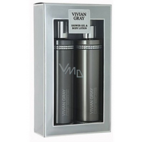 Vivian Gray Crystal Gray luxusní sprchový gel 250 ml + tělové mléko 250 ml, kosmetická sada