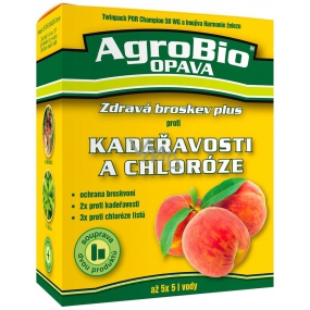 AgroBio Zdravá broskev Plus Champion 50 WG 2 x 20 g + Harmonie Železo 30 ml pro ošetření broskvoní proti kadeřavosti a chloróze listů, souprava dvou produktů