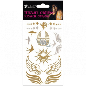 Tetovací obtisky zlaté a stříbrné Křídla a Vlaštovky 15 x 9 cm