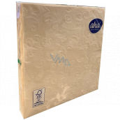 Aha Papírové ubrousky 3 vrstvé 33 x 33 cm 15 kusů Ražené šampaň