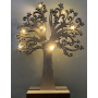 Strom dřevěný se zlatými hvězdami 22 x 30 cm s LED světýlky