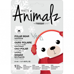 MasqueBar Pretty Animalz Lední medvěd textilní pleťová zklidňující maska 21 ml