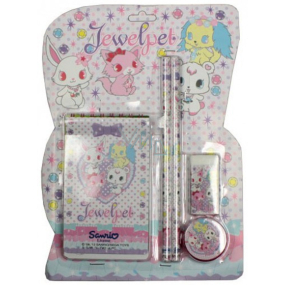 EP Line JewelPet školní set guma + ořezávátko + tužka 2 kusy + bloček, doporučený věk 3+
