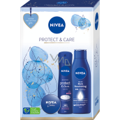Nivea Protect & Care antiperspirant deodorant sprej 150 ml + Creme krém pro základní péči 30 ml + Rich Nourishing výživné tělové mléko 250 ml, kosmetická sada pro ženy