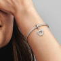 Charm Sterlingové stříbro 925 Andělská křídla a srdce s briliantem, přívěsek na náramek symbol