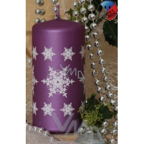 Lima Snowflake svíčka violet válec 60 x 120 mm 1 kus