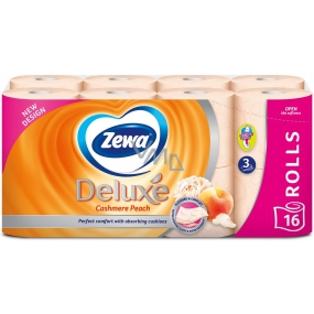 Zewa Deluxe Aqua Tube Cashmere Peach parfémovaný toaletní papír 3 vrstvý 150 útržků 16 kusů, rolička, kterou můžete spláchnout