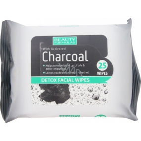 Beauty Formulas Charcoal Aktivní uhlí odličovací ubrousky 25 kusů