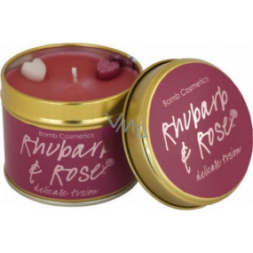 Bomb Cosmetics Rebarbora a růže - Rhubarb & Rose Vonná přírodní, ručně vyrobena svíčka v plechové dóze hoří až 35 hodin