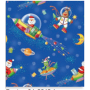 Zoewie Dárkový balicí papír 70 x 200 cm Bambini tmavě modrý - Santa na raketě, sob, měsíc