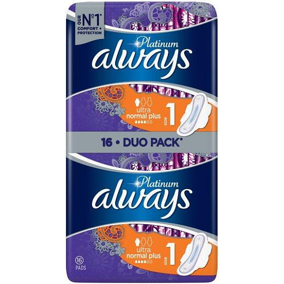 Always Platinum Collection Ultra Normal Plus hygienické vložky s křidélky 2 x 8 kusů