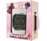 Bohemia Gifts Děkuji paní učitelko keramický hrnek 350 ml + horká čokoláda 27g, dárková sada pro ženy