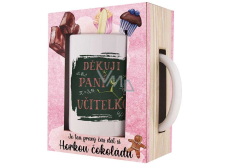 Bohemia Gifts Děkuji paní učitelko keramický hrnek 350 ml + horká čokoláda 27g, dárková sada pro ženy